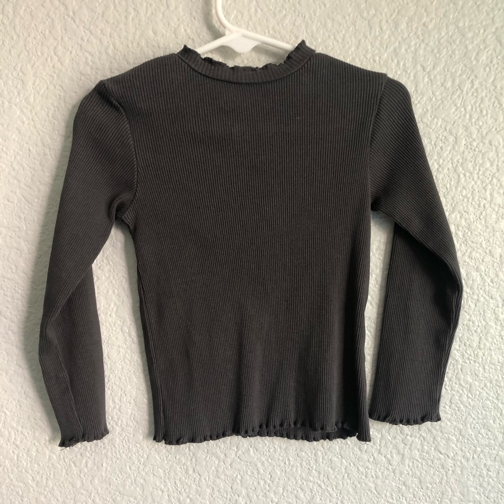 Zara  baby high ruffle neck Gray long sleeve ribbed toddler top
2t-3t